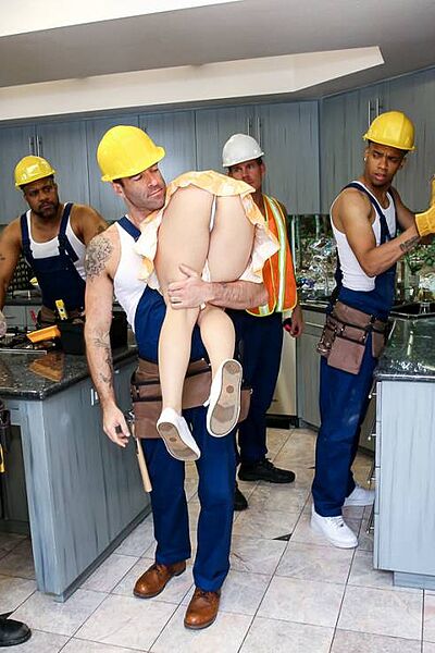 Naughty Petite Asian Babe Mochi Mona Gets Fucked By Five Construction Workers Image #5