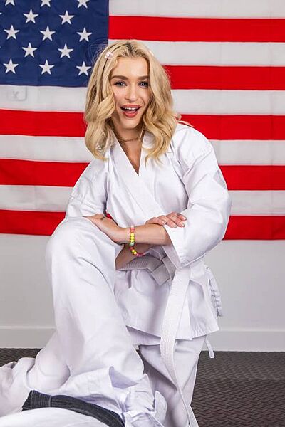 Patriotic blonde Emma Rosie practices karate and anal sex with her trainer Image #7